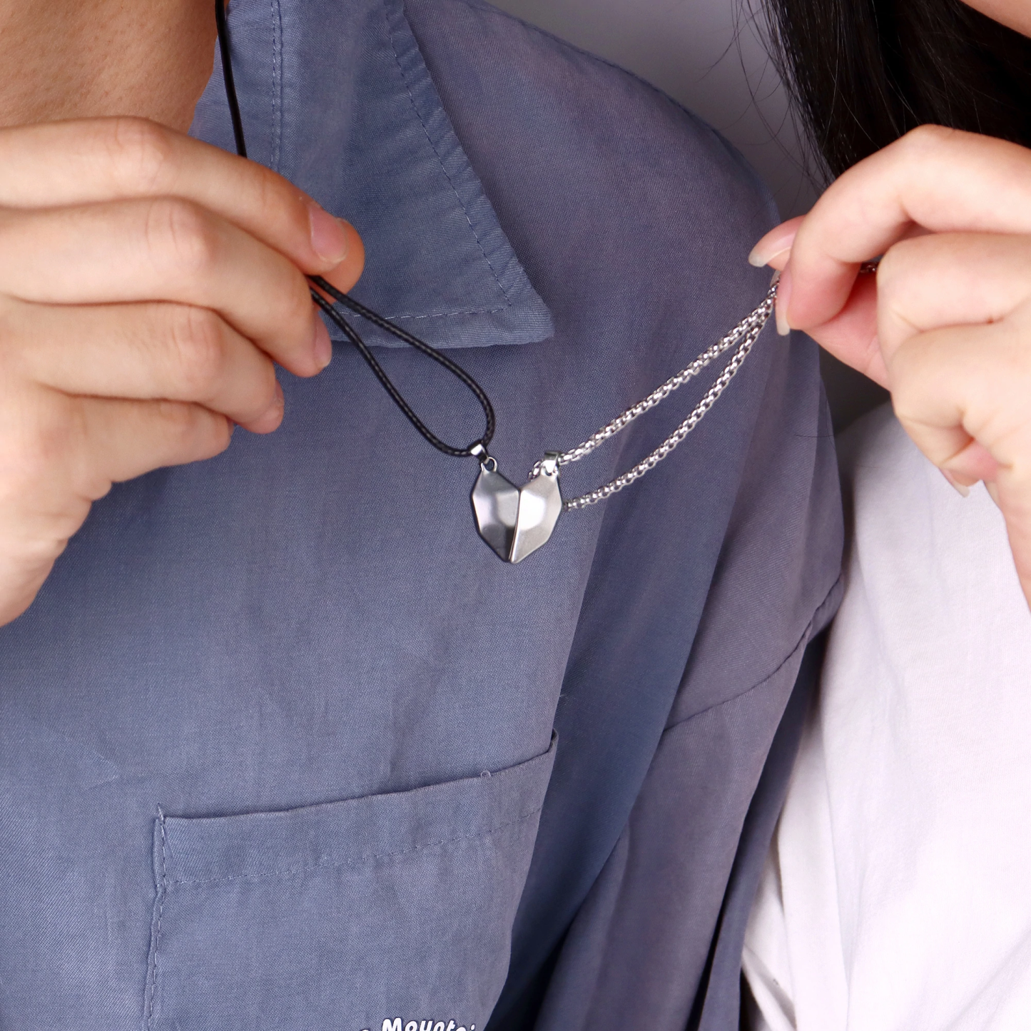 Personalised Matching Couple Letter Necklace Custom Names Magnetic Necklace Valentine's Day Gifts for Couple-Jessemade AU