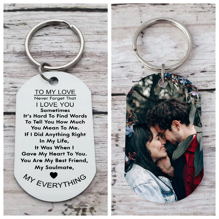 To My Love/Man Couple Keychain Custom Photo Stainless Steel Keyring Valentine's Day Gift for Couples-Jessemade AU