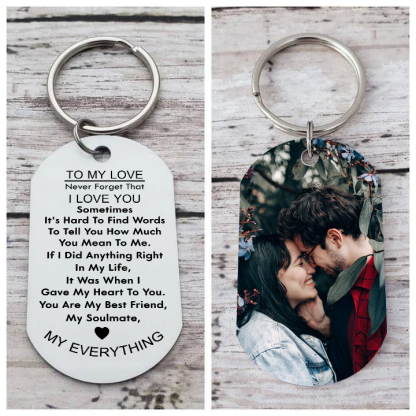 To My Love/Man Couple Keychain Custom Photo Stainless Steel Keyring Valentine's Day Gift for Couples-Jessemade AU