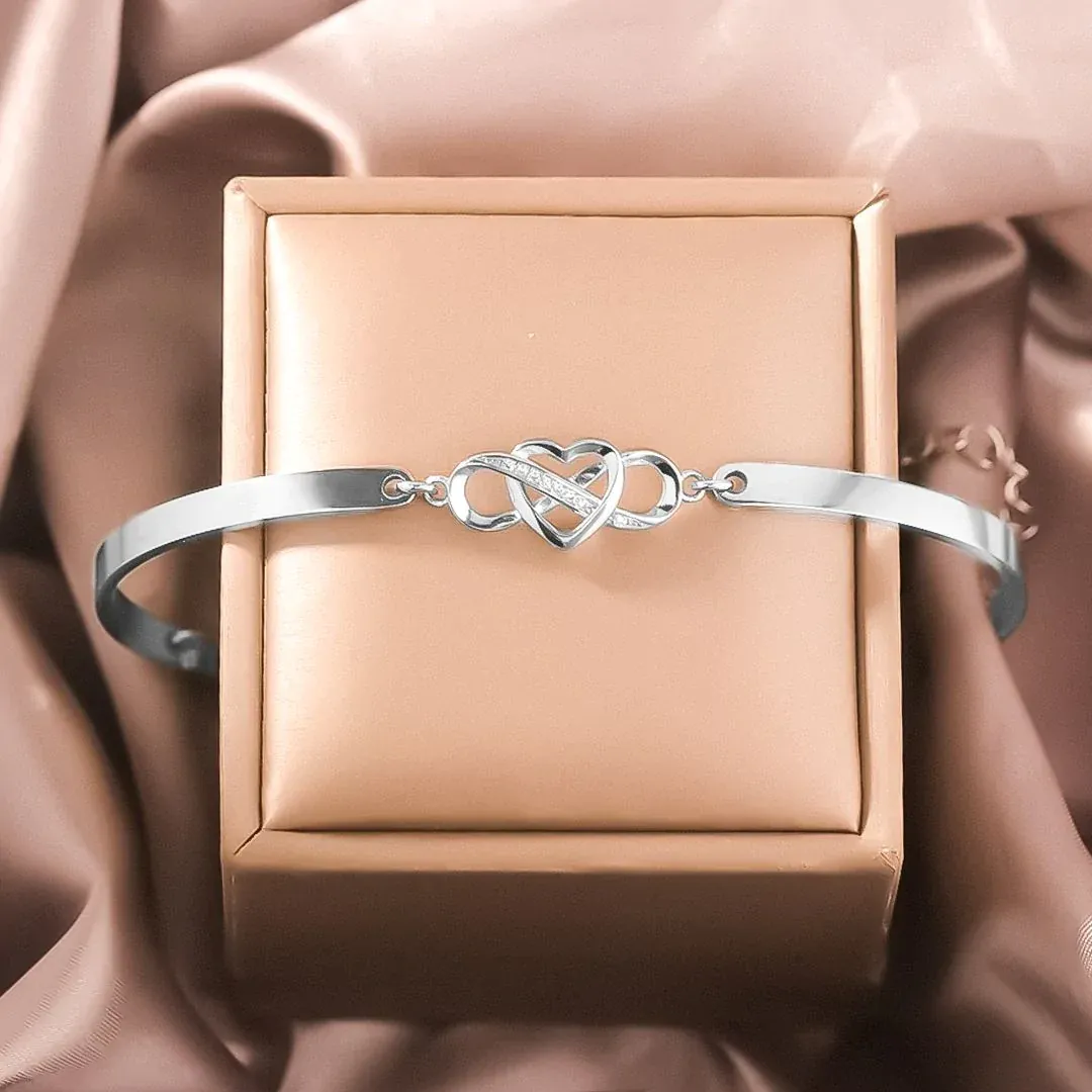 The Love Between Friends Is Forever Infinite Heart Bangle Bracelet-Jessemade AU