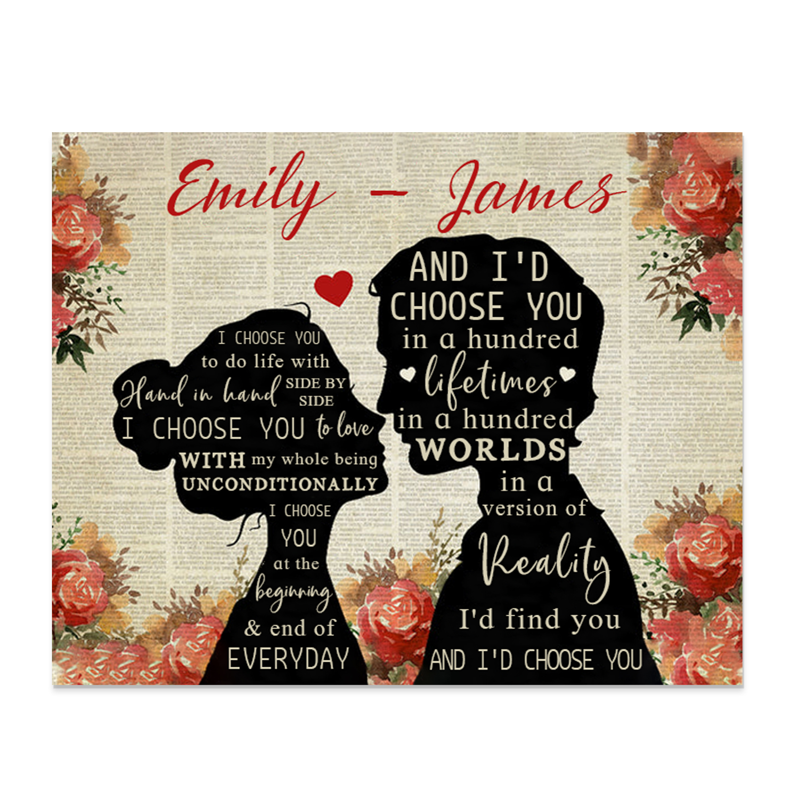 Personalised Wooden Plaque Custom 2 Names Art Decorations Desktop Ornaments Couple Gifts - I'd Find You And I'd Choose You-Jessemade AU