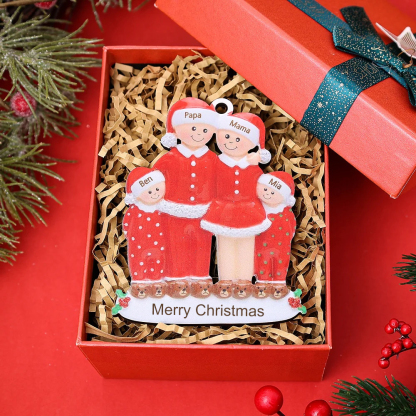 3 Names - Personalized Wooden Christmas Ornaments Custom Name & Text Christmas Pajama Party Pendants Family of 3 Gift For Family-Jessemade AU