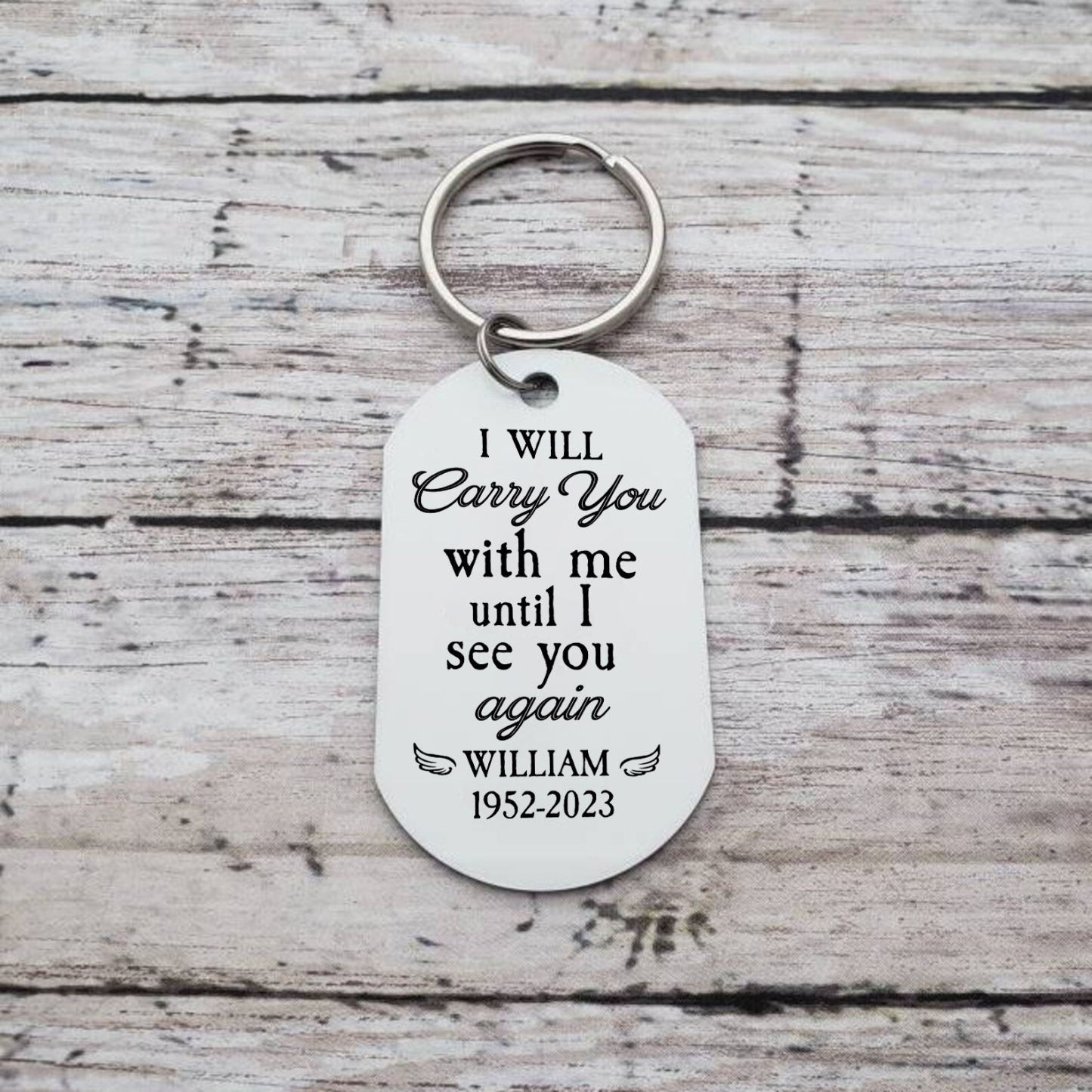 Personalised Memorial Photo Keychain Custom Name & Text Keychain Commemorate Deceased Loved Ones - I Will Carry You With Me Until I See You Again -Jessemade AU