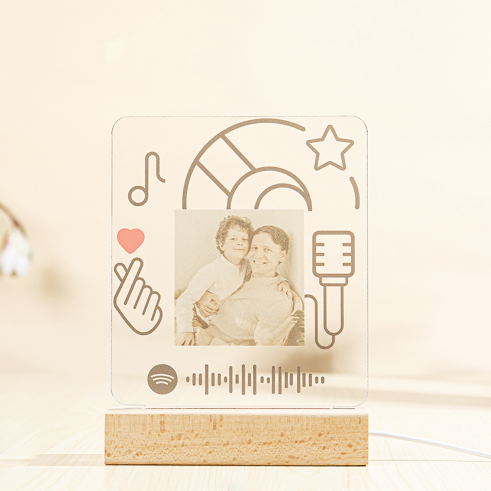 Personalised Spotify Code Photo LED Night Light-Can Play Music-Interesting-Jessemade AU