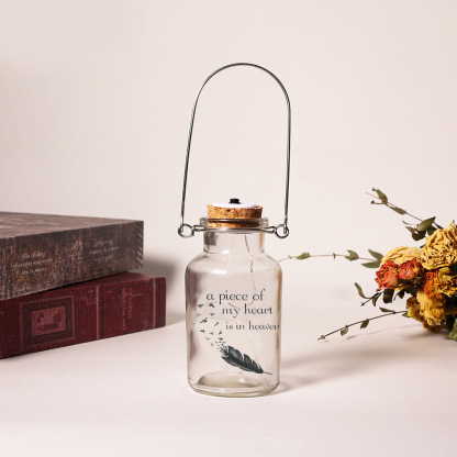 Memorial Jar Night Light Home Decor "A Piece of My Heart Is In Heaven"-Jessemade AU