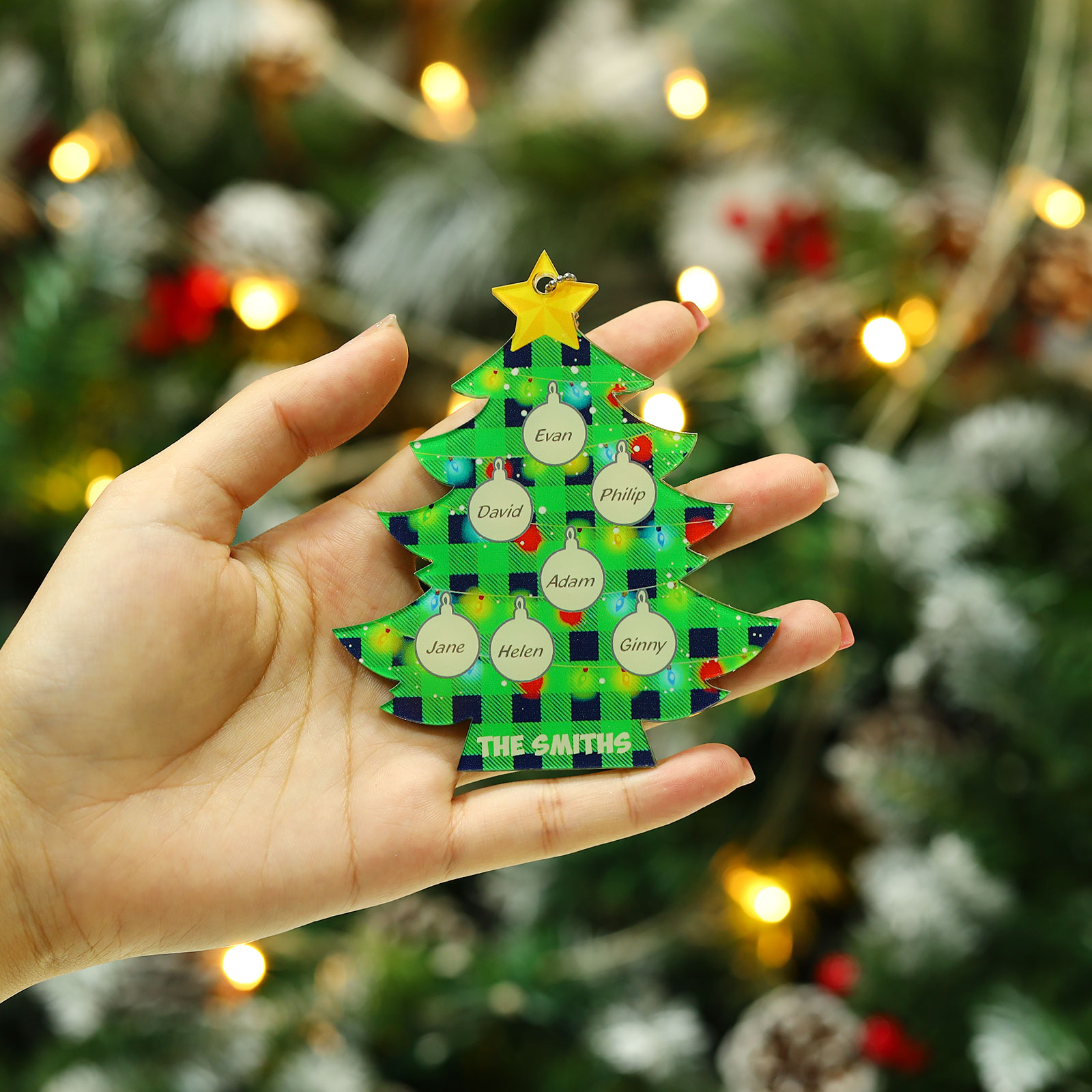 7 Names - Personalised Acrylic Christmas Tree Ornaments Customised Text & Name Xmas Pendant Gifts for Family Friends-Jessemade AU