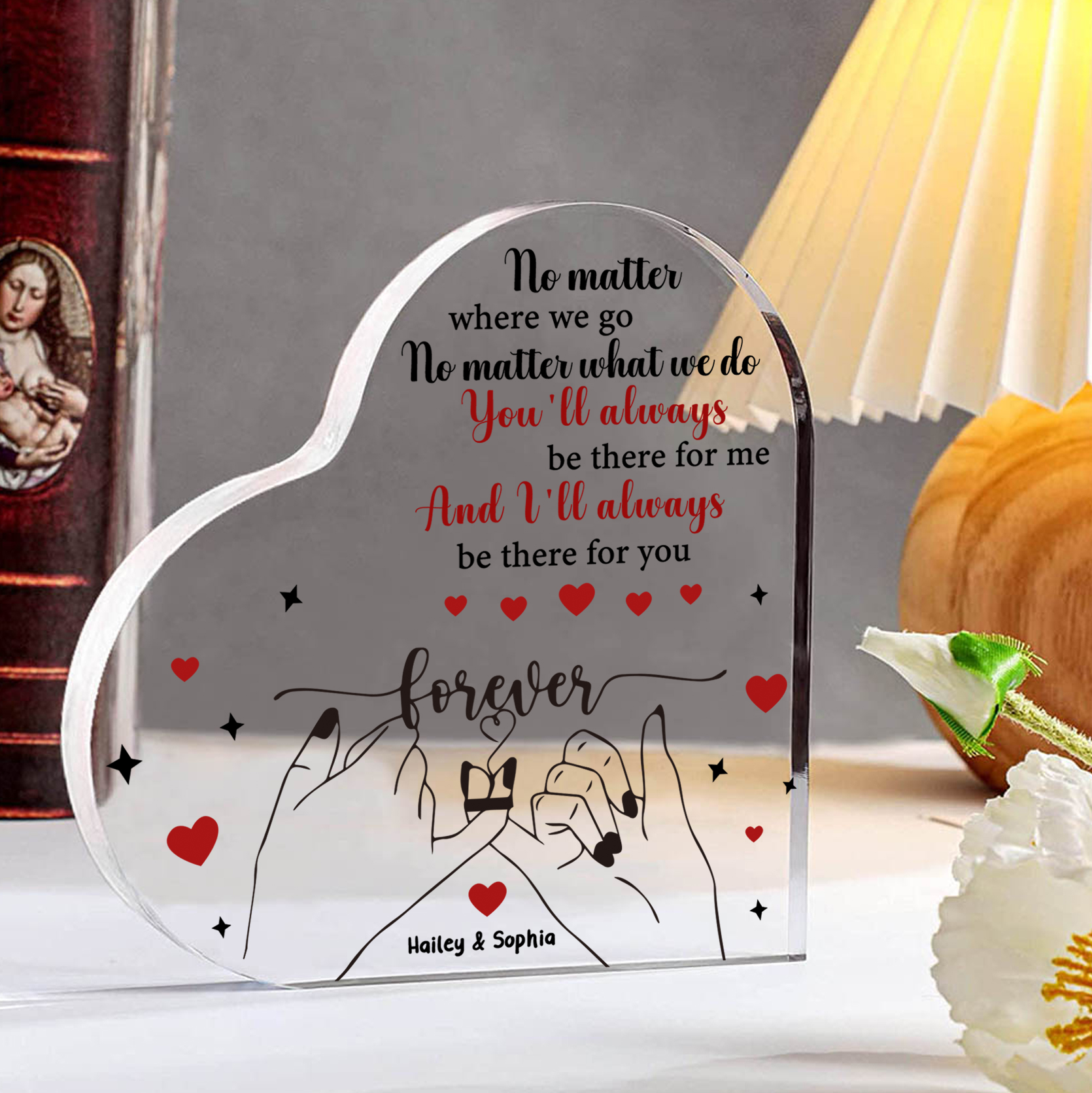 Acrylic Heart Keepsake Custom 2 Names Ornament Valentine's Day Gift for Friends/Couples - I'll Always Be There For You-Jessemade AU