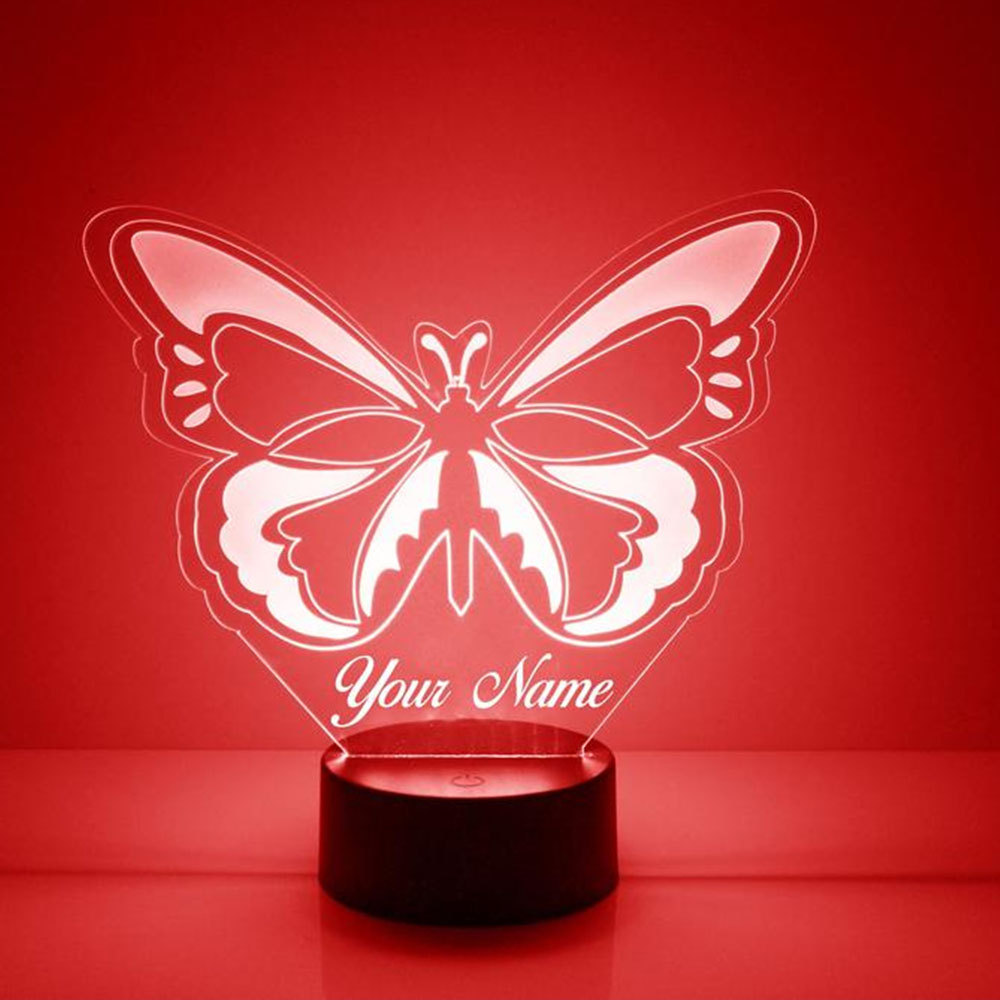Personalised Butterfly Name Night Light Engraved Lamp-Jessemade AU