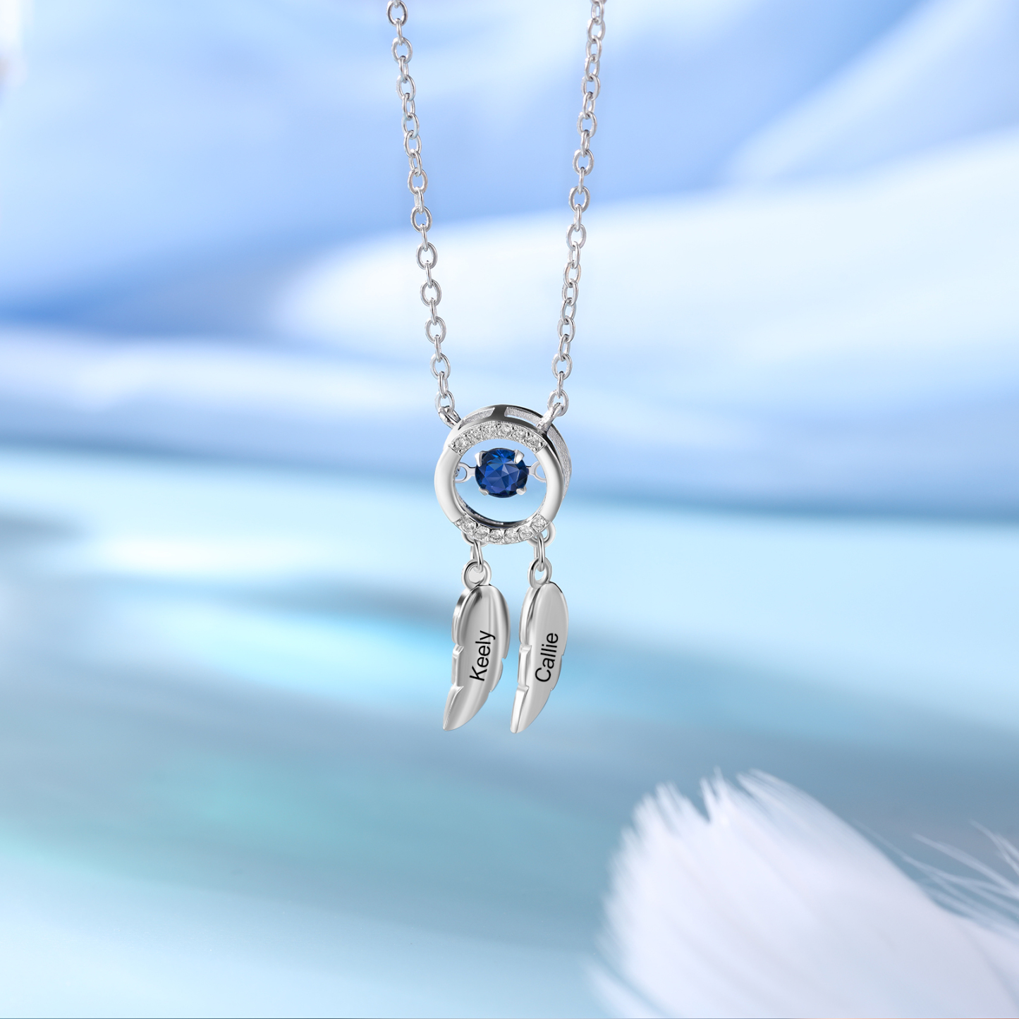Personalised Dream Catcher Necklace with Dancing Stone Custom 2 Names Necklace-Jessemade AU