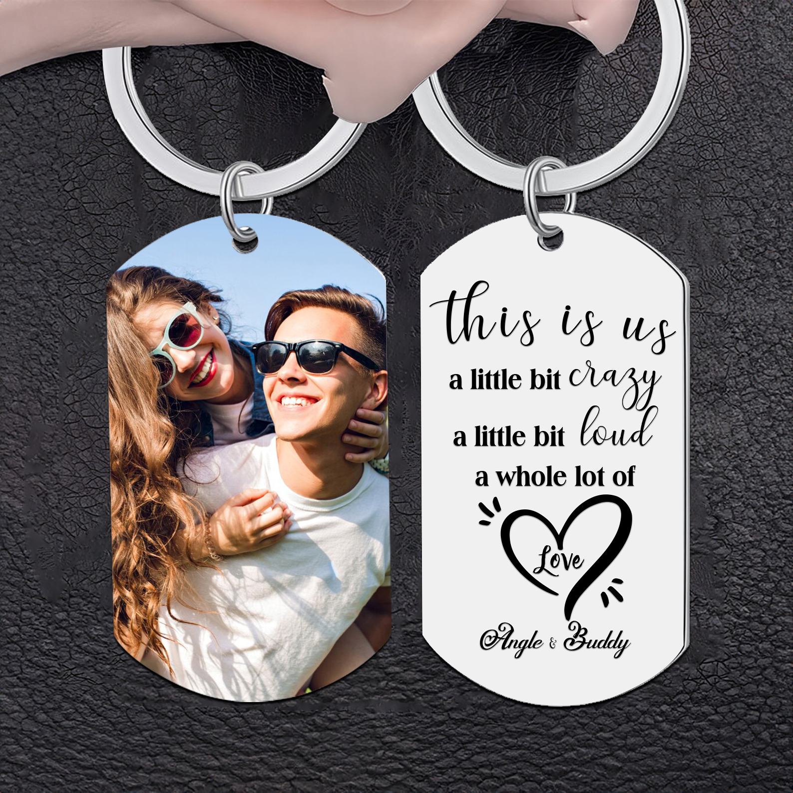 Personalised Couple Photo Keychain Customised 2 Names Keyring Valentine's Day Gifts - This Is Us, A Whole Lot Of Love-Jessemade AU