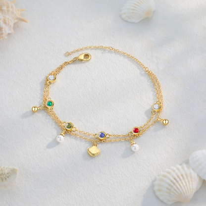 Personalised Women's Bracelet Custom 4 Birthstones Bracelet Gold Adjustable Bracelet Birthday Gift for Her-Jessemade AU