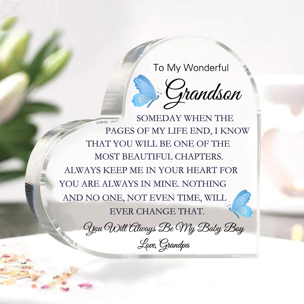 To My Granddaughter Acrylic Heart Keepsake To My Grandson Heart Ornament - You Will Always Be My Baby Girl/Boy-Jessemade AU
