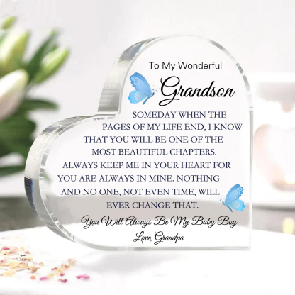 To My Grandson Acrylic Heart Keepsake To My Granddaughter Heart Ornament - You Will Always Be My Baby Girl/Boy-Jessemade AU