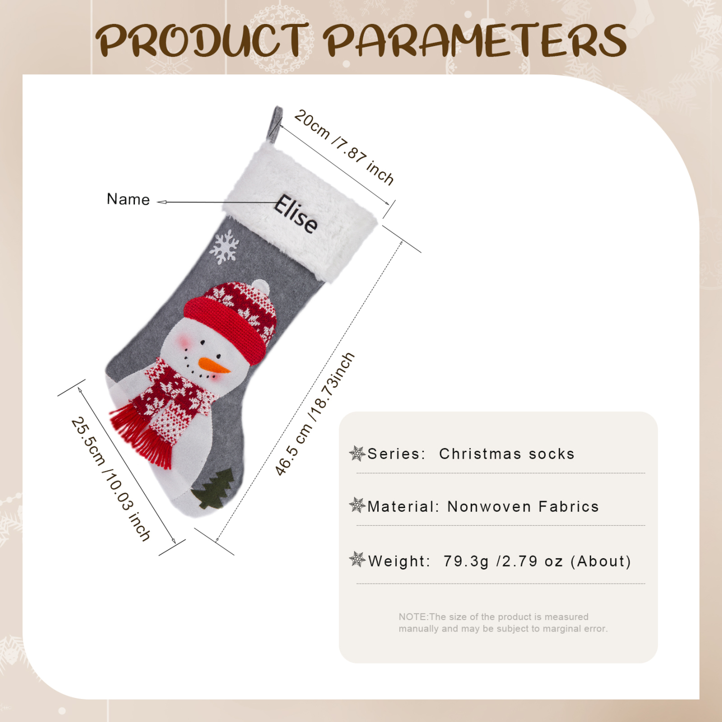 Customised 1 Name Christmas Stockings Ornaments Personalised Christmas Gray Gifts for Family Friends-Jessemade AU