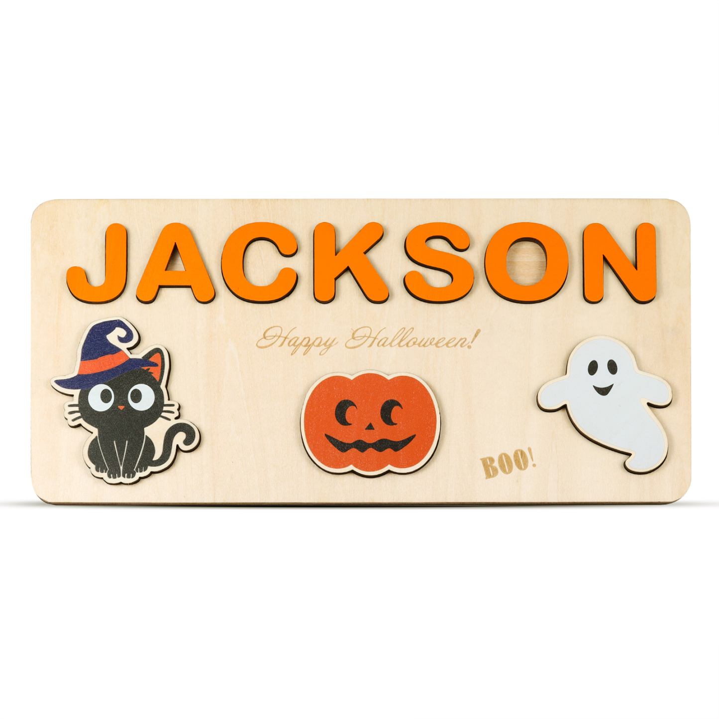Halloween Kid's Wooden Name Alphabet Puzzle Custom Name Toy for Toddlers Early Learning-Jessemade AU