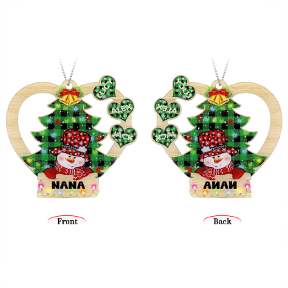 3 Names - Personalised Heart Christmas Tree Ornament Customised Name & Text Acrylic Snowman Hanging Ornaments Gift for Family-Jessemade AU