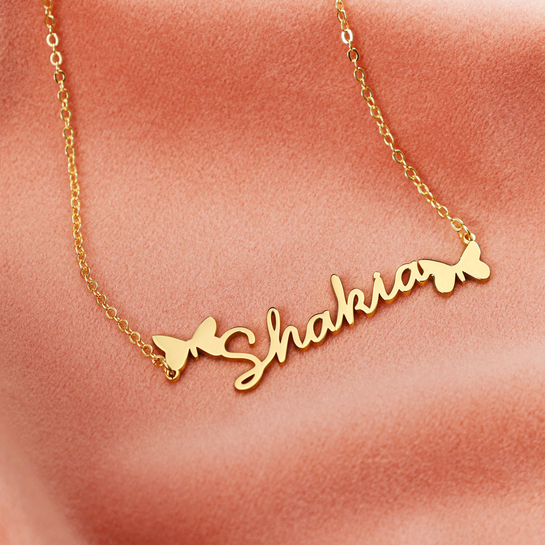 Personalised Butterfly Necklace Custom 1 Name Necklace Gift For Women-Jessemade AU