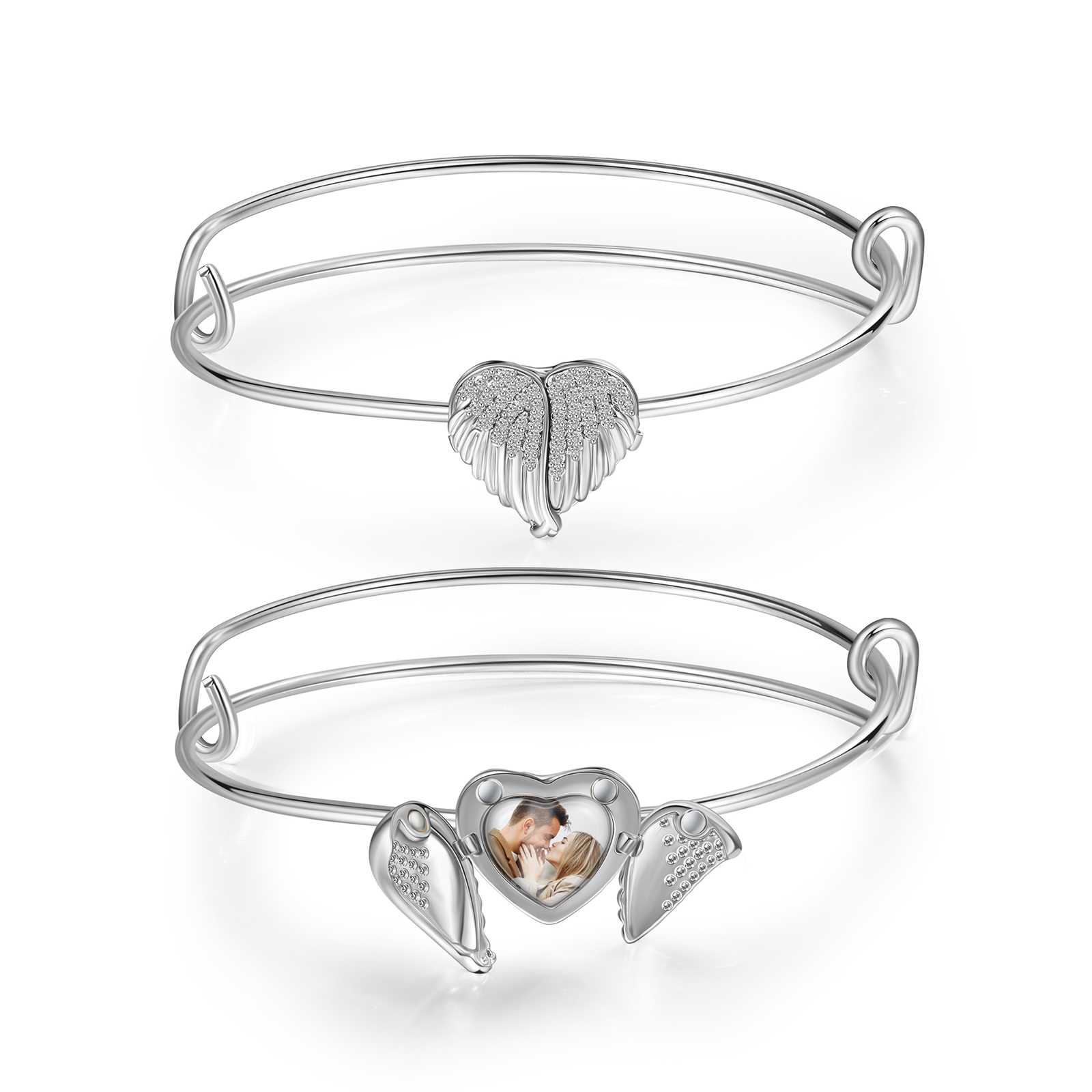 Personalised Heart Wings Photo Locket Bracelet Custom Photo Bracelet Gifts For Her-Jessemade AU