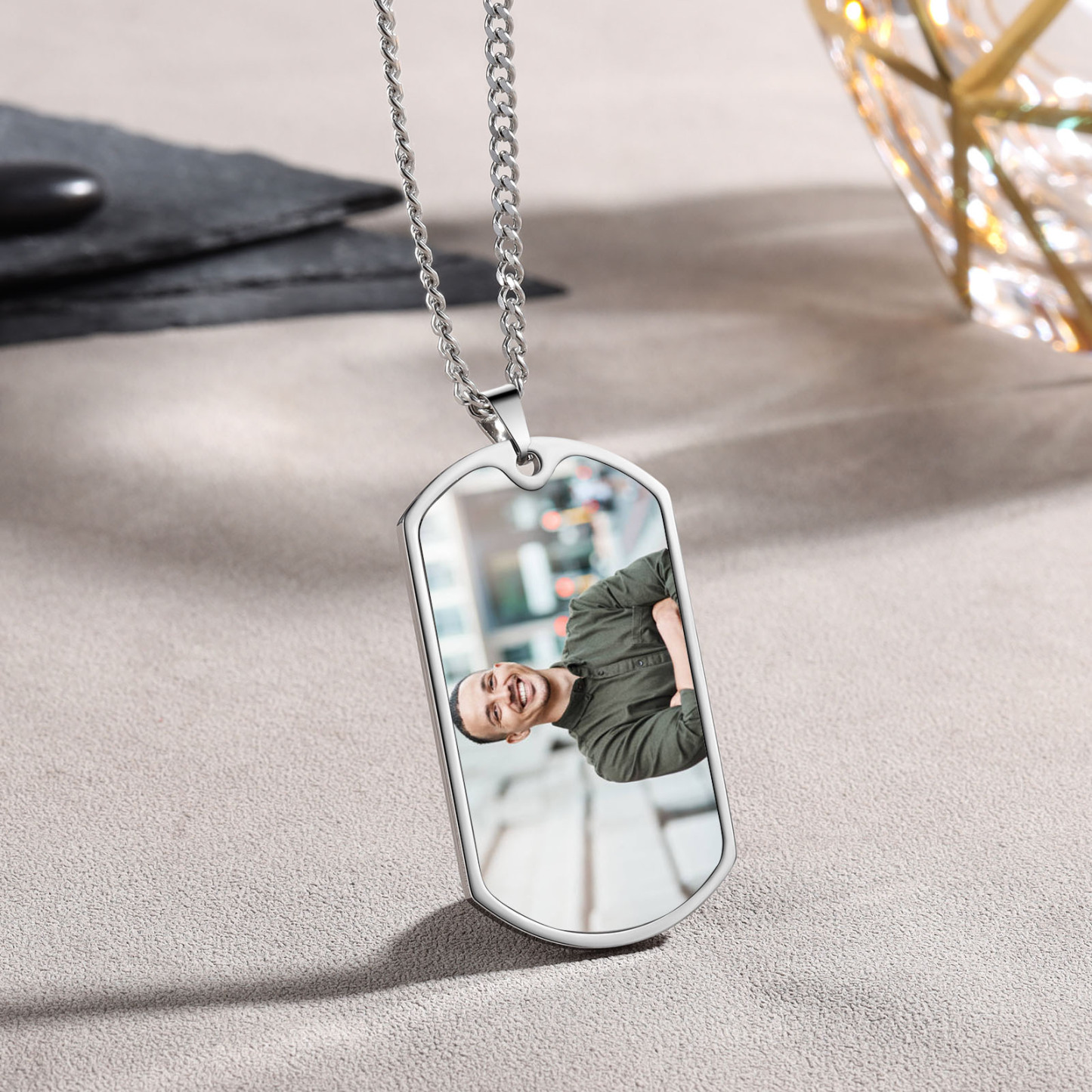 Custom Fist Bump Family Necklace with 1 Kid's Names Personalised Photo Dog Tag Necklace Father's Day Gifts-Jessemade AU