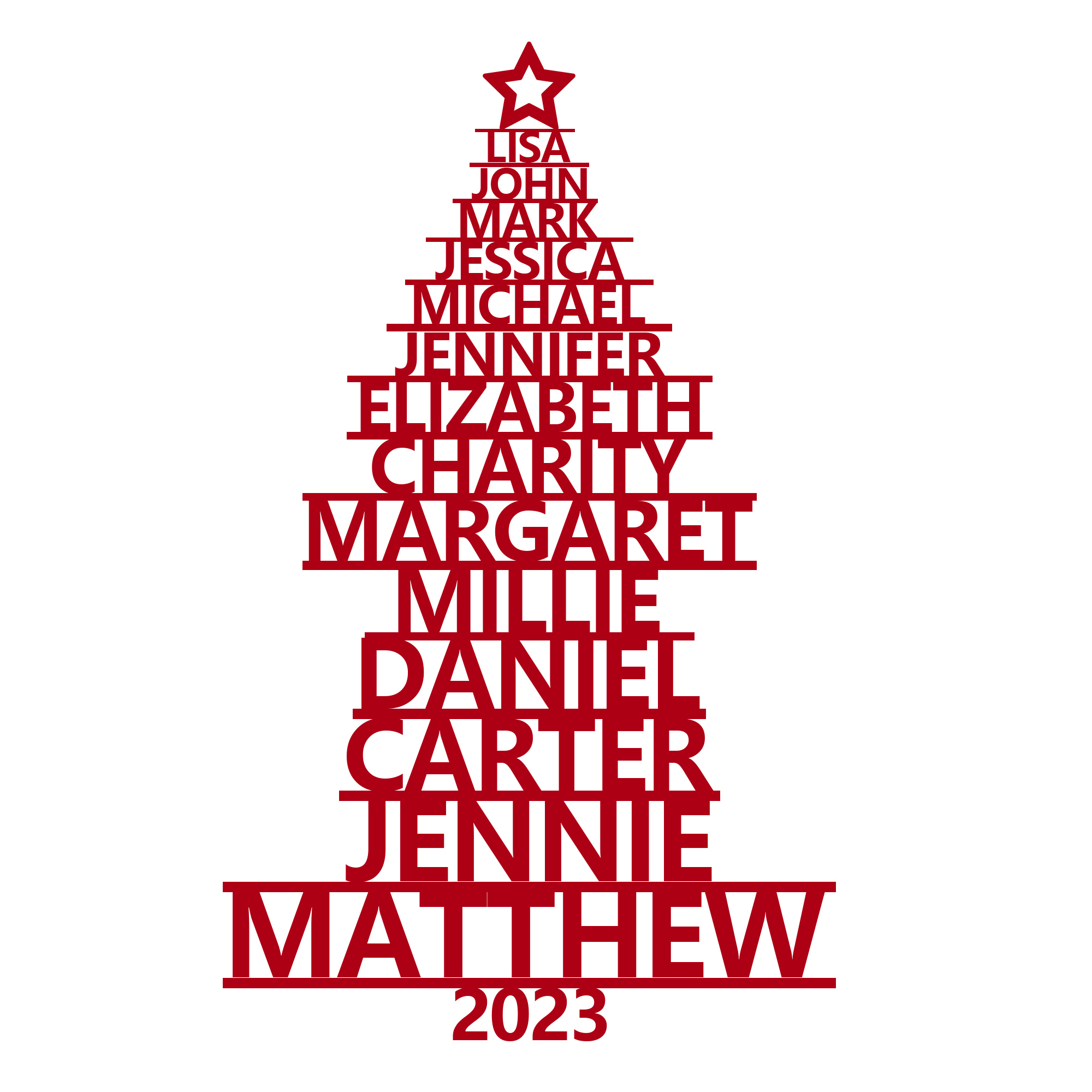 14 Names - Personalised Christmas Tree Ornaments Customised Name Xmas Wooden Decor Gifts for Family Friends-Jessemade AU