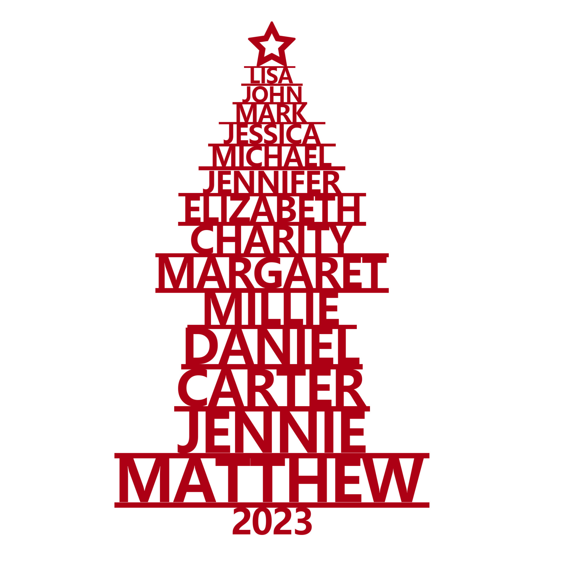 14 Names - Personalised Christmas Tree Ornaments Customised Name Xmas Wooden Decor Gifts for Family Friends-Jessemade AU