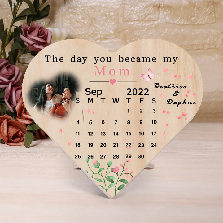 Personalised Photo Wooden Heart Keepsake Custom Date Desktop Ornament Anniversary Gifts-Jessemade AU