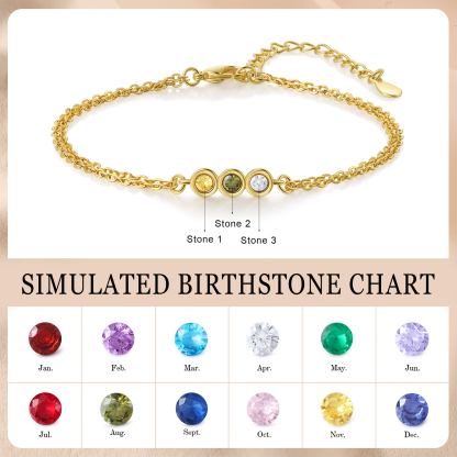 Personalised Bracelet Custom 3 Birthstones Adjustable Bracelet Gifts for Ladies Girls-Jessemade AU
