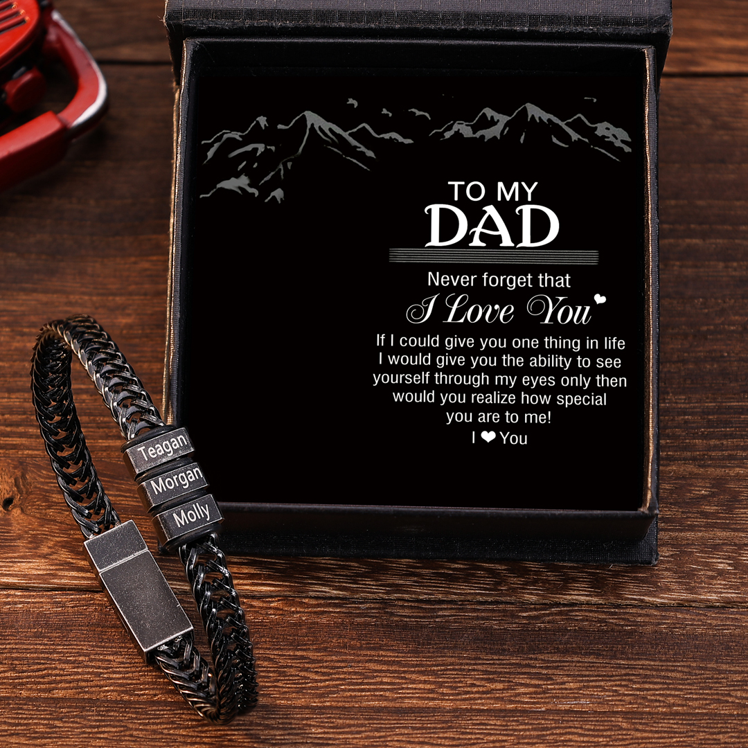 3 Names - Men's Vintage Bracelet Customised Name Stainless Steel Bracelet Personalised Gift for Dad-Jessemade AU