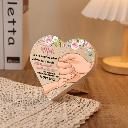To My Amazing Mom I LOVE YOU Wooden Flowers Heart Keepsake Desktop Ornament Mothers Gifts-Jessemade AU