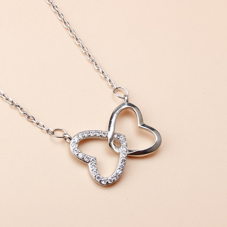 Personalised Double Heart Necklace Engraved 2 Names Gift For Her-Jessemade AU