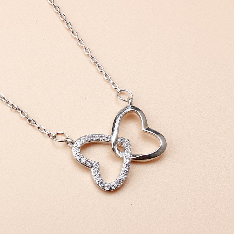 Personalised Double Heart Necklace Engraved 2 Names Gift For Her-Jessemade AU