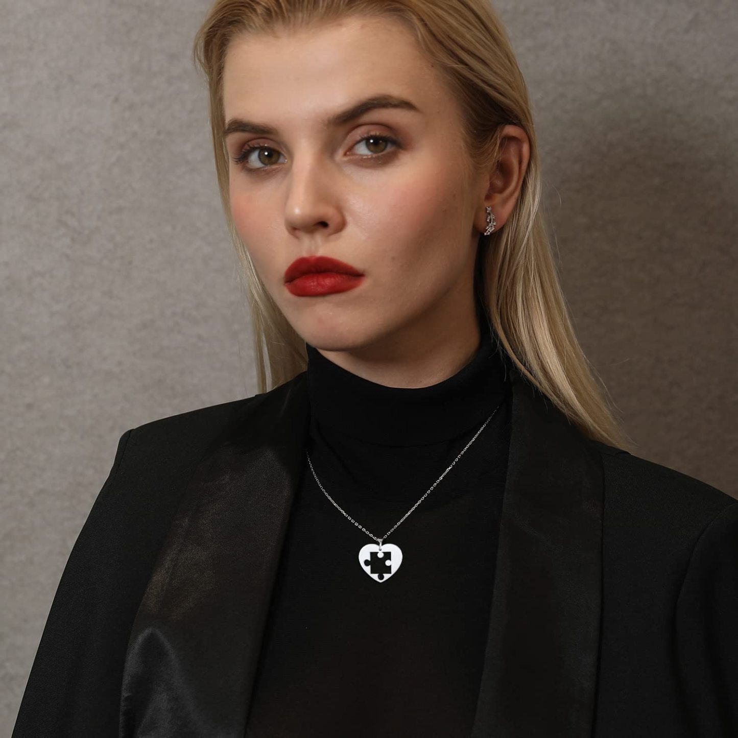 Personalised Couple Matching Necklace Puzzle Heart Necklace Valentines Day Gifts 2023 for Women Men-Jessemade AU