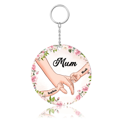 2 Names - Personalised Acrylic Keychain Custom 1 Text Holding Hands Family Hanging Ornaments Gift for Mum/Grandma-Jessemade AU