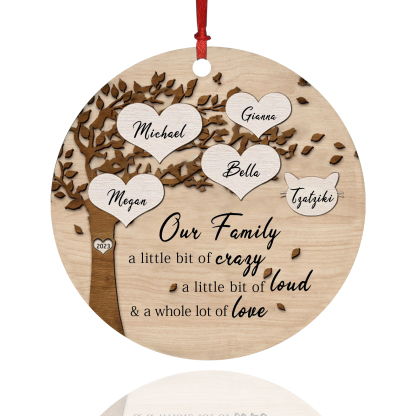 5 Names - Personalised Christmas Tree Ornaments Tree of Life Pendant with Name Wooden Gifts for Family and Friends-Jessemade AU