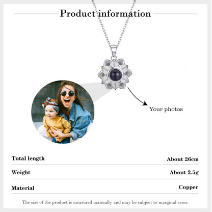 Personalised Flower Projection Necklace Custom Photo Necklace Creative Gift-Jessemade AU