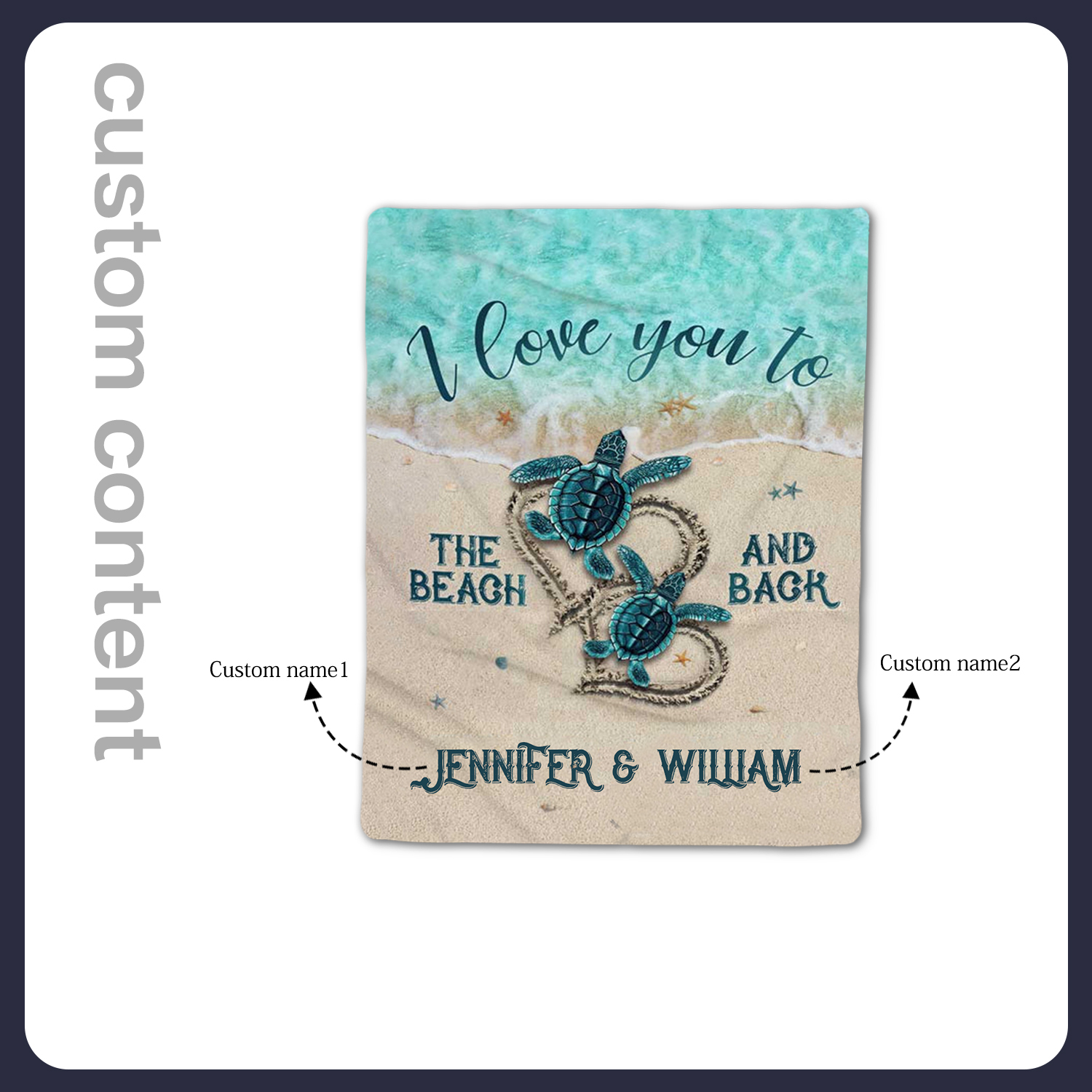 Personalised Couple Blanket Engrave Name Sweet Gift "I love you to the beach and back"-Jessemade AU