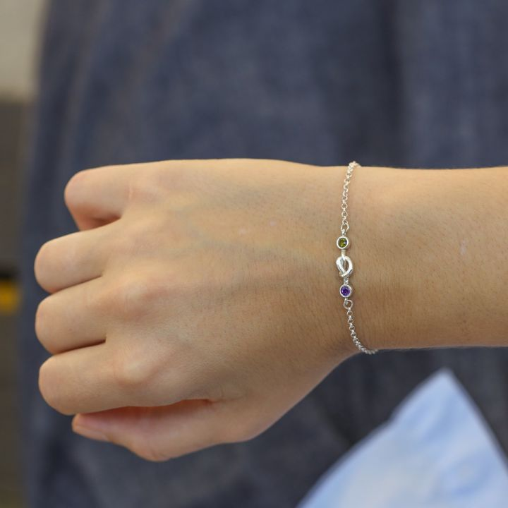 Personalised Heart Bracelet With 4 Birthstones Bracelet Gift For Women-Jessemade AU