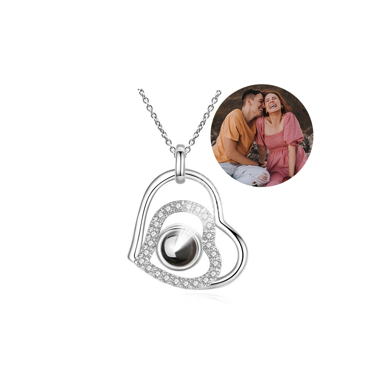 Personalised Heart Photo Necklace Custom Projection Necklace Creative Gift for Her-Jessemade AU