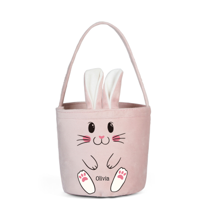 Personalised Bunny Tote Bag Customised With Name Bucket Bag Bunny Basket Easter Gifts-Jessemade AU