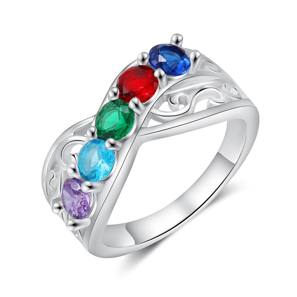Personalised Mother Ring with 5 Birthstones Ring Gifts for Her-Jessemade AU