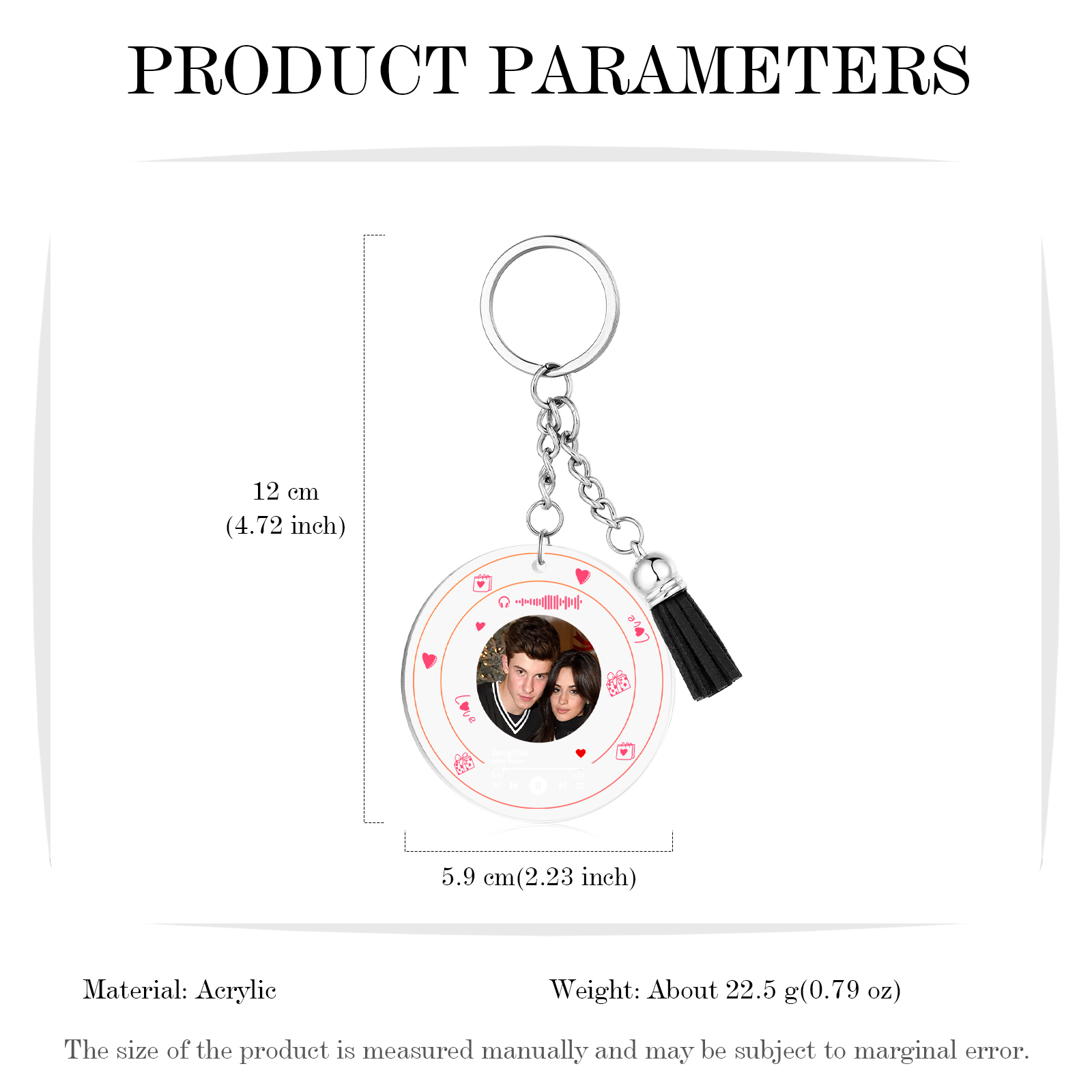 Personalised Spotify Code Keyring Custom Photo Acrylic Scannable Music Keychain Valentine's Day Gift for Couples-Jessemade AU