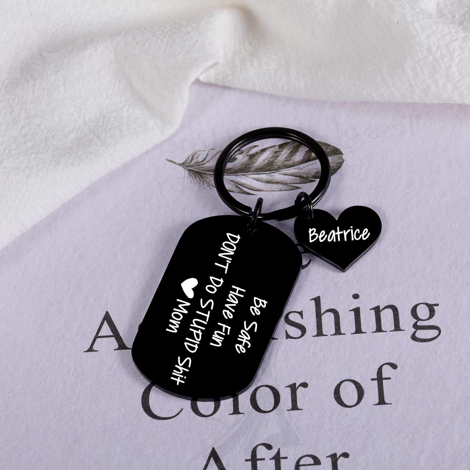 Don't Do Stupid Funny Keychain Custom Name Keyring Be Safe Have Fun Keychain Christmas Gift For Kids-Jessemade AU