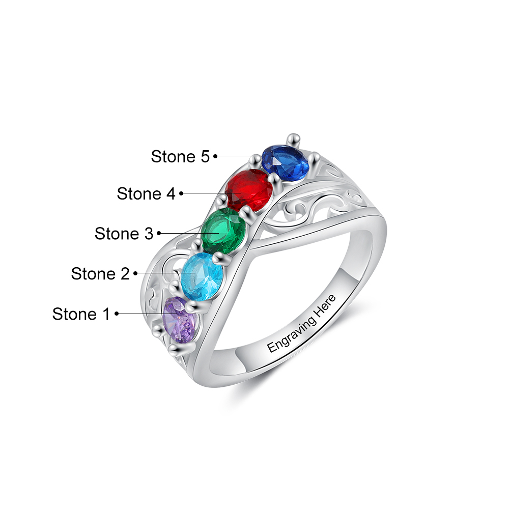 Personalised Mother Ring with 5 Birthstones Ring Gifts for Her-Jessemade AU