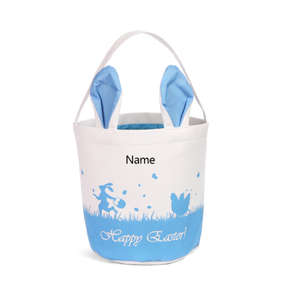 Personalised Bunny Tote Bag Customised with Name Bunny Bucket Bag Easter Gifts-Jessemade AU