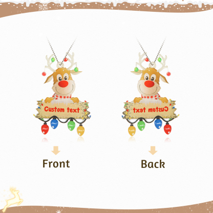 4 Names - Personalised Acrylic Christmas Reindeer Ornaments Customised Text & Name Xmas Decor Gifts for Family-Jessemade AU