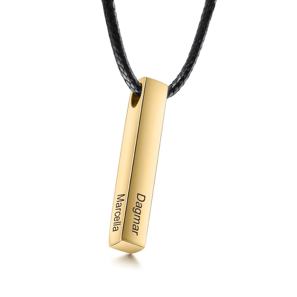 Engraved 3D Bar Necklace for Men Best Gift For Dad-Jessemade AU