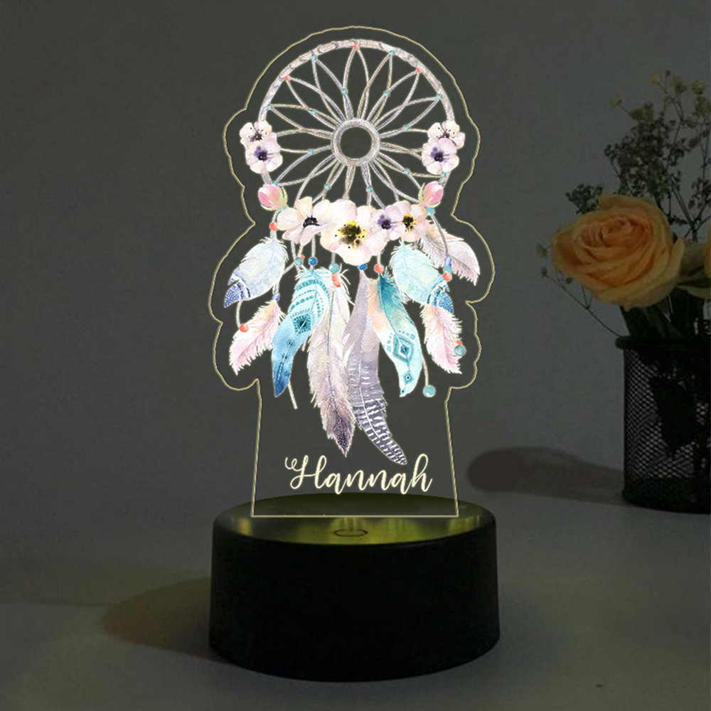 Custom Dream Catcher Night Light 7 Colours Changing Night Light With Name LED Lamp Gifts For Kids-Jessemade AU