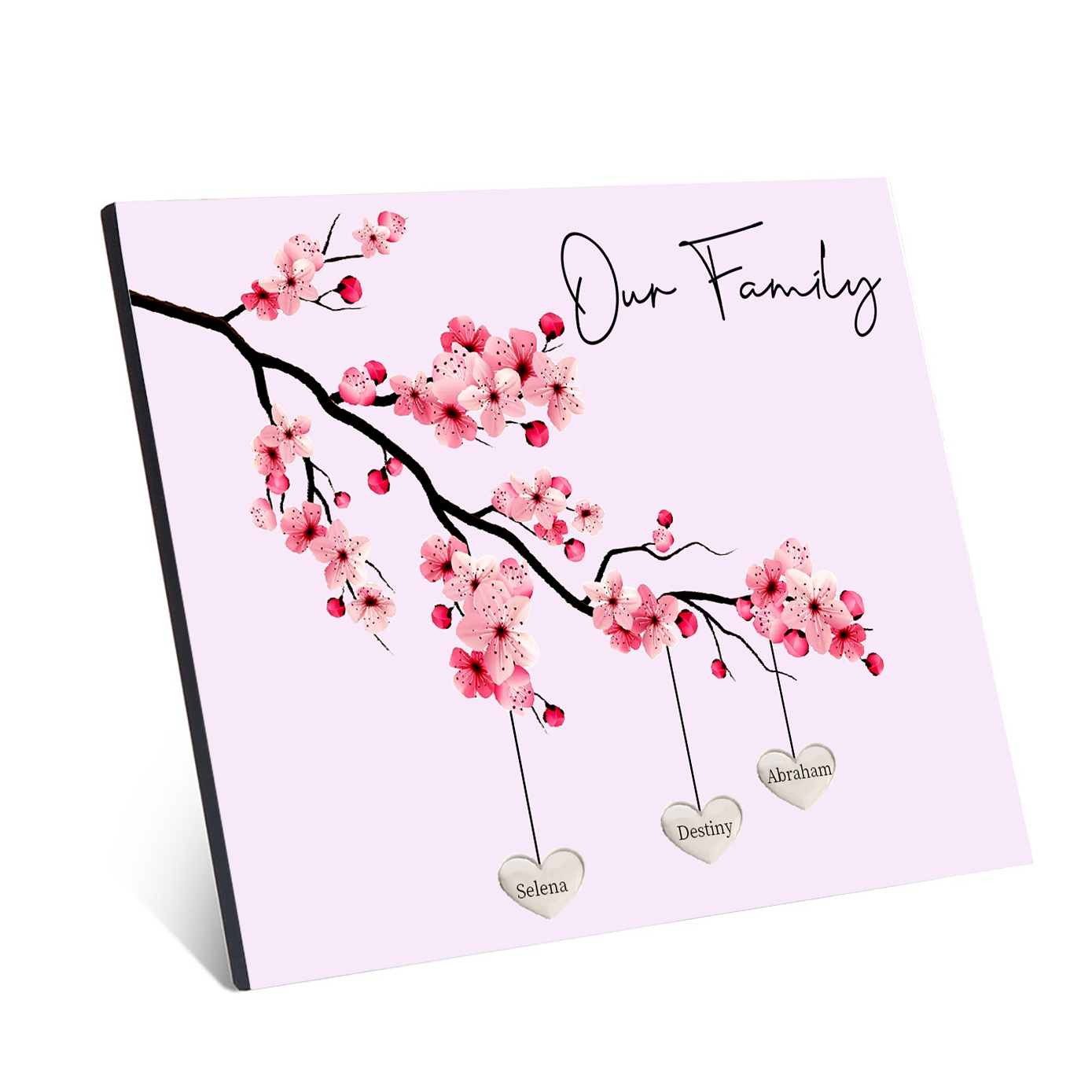 Personalised Plum Blossom Family Tree Picture Board Keepsake Wood Signs Photo Frame Engrave 3 Names-Jessemade AU