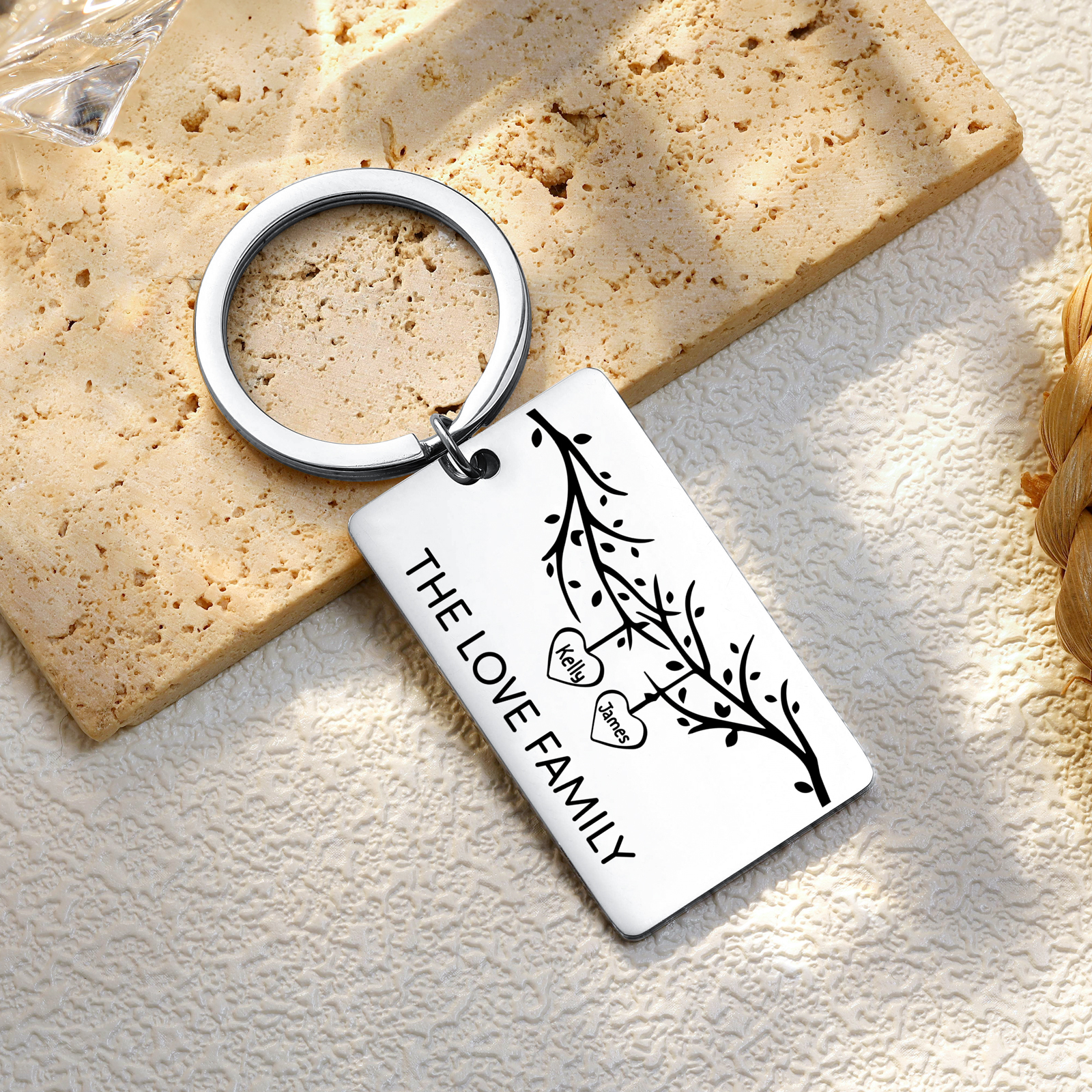 Custom Family Tree Keychain with 2 Names Personalised Dog Tag keyring-Jessemade AU
