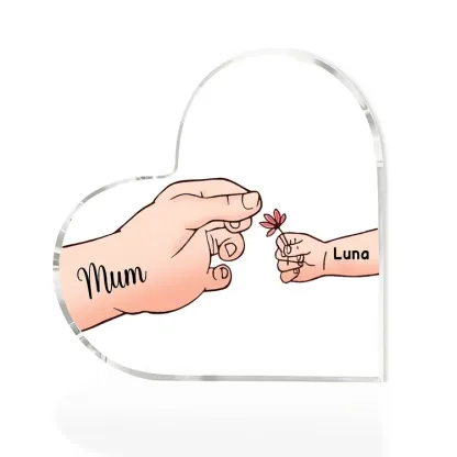 2 Names - Personalised Acrylic Heart Keepsake Handing Flowers to Mother Ornaments Gifts for Grandma/Mother-Jessemade AU